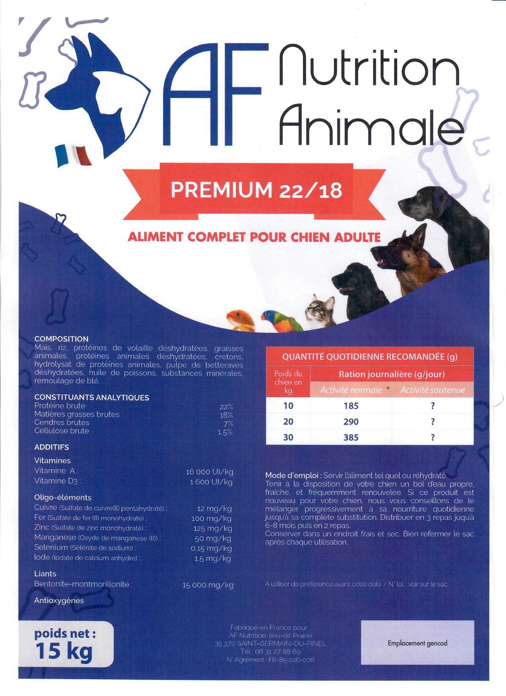 Af Nutrition Animale Premium 22/18