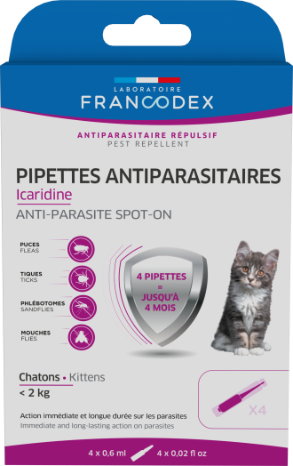 Pipettes icaridine chatons 4 pipettes 